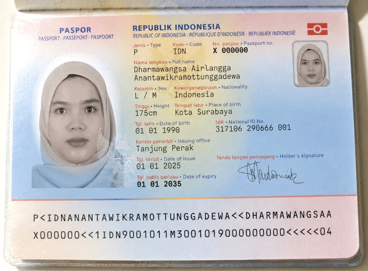 Indonesian Passport Bio Page