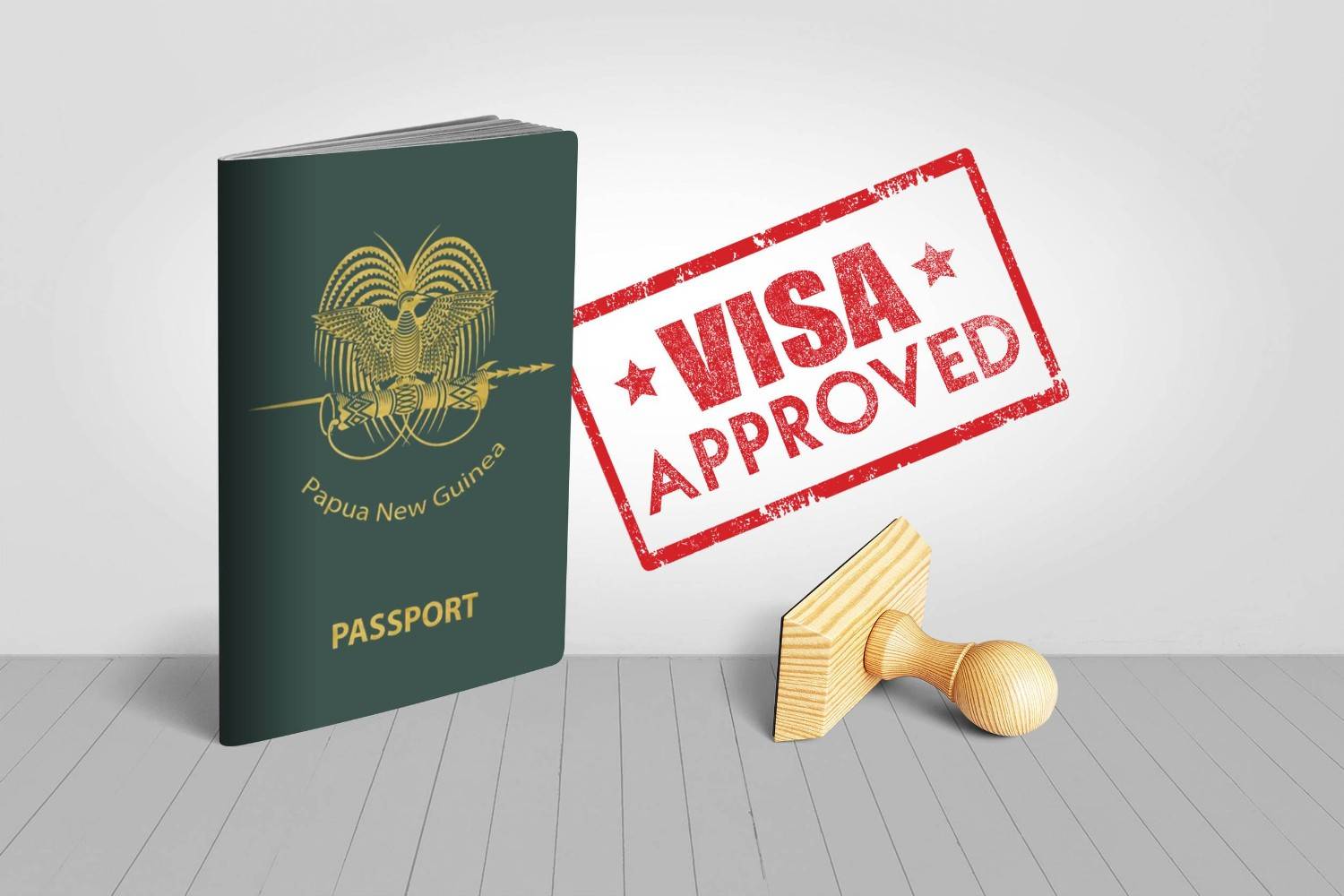 Papua New Guinea Passport With Visa Approved Stamp